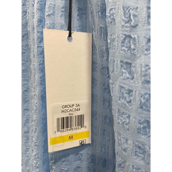 Calvin Klein Women's Seersucker Checked Top - Ice Berg M - Picture 5 of 6